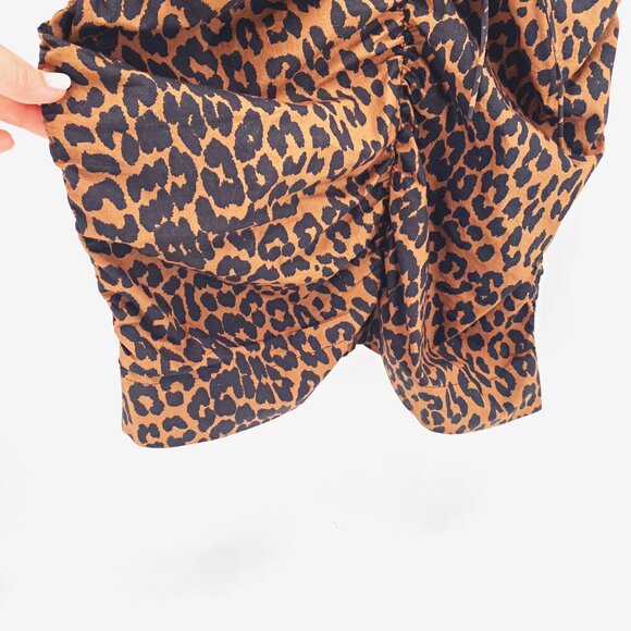 Ganni Cheetah Printed U-neck Ruched Mini Dress EU 40 - Picture 7 of 14